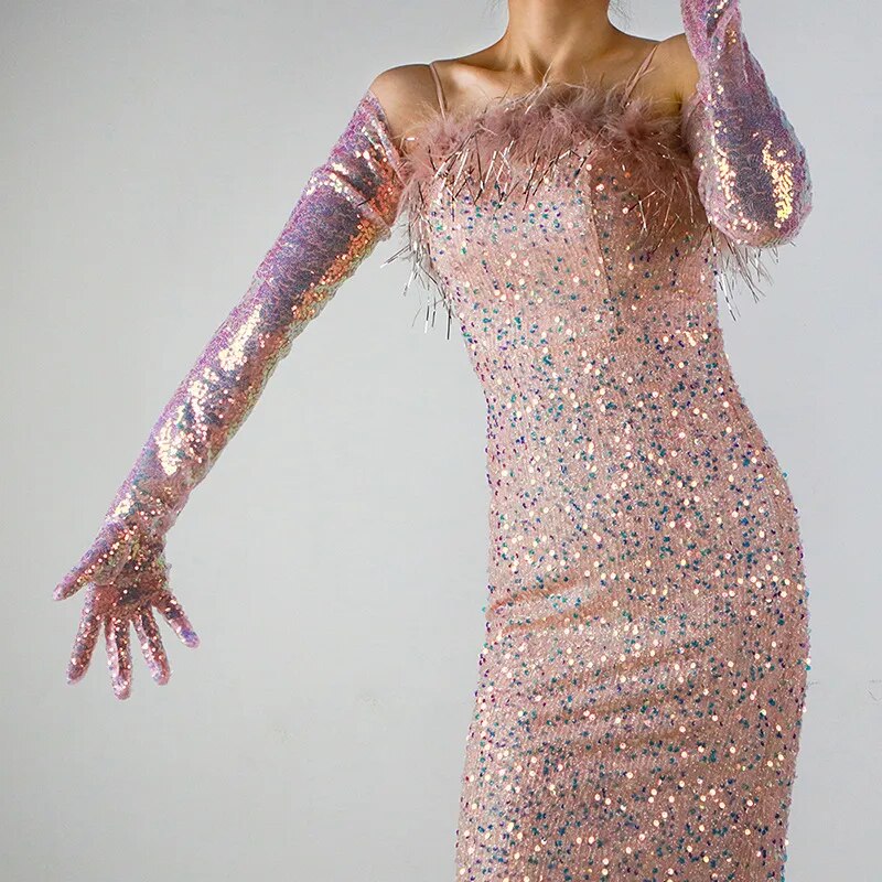 Glitter Gloves 70cm Long Gloves 26 Colours
