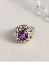 The Eye of Joy S925 Sterling Silver Ring Natural Amethyst Zircon
