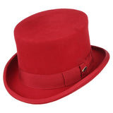 100% Wool Felt Short Top Hat With Feather