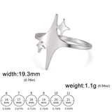 Four Pointed Sparkle Star Ring Stainless Steel