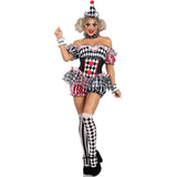 Clown Cosplay Costume Circus Performance Jumpsuit Halloween Party Carnival Jester Theater Stage Performance