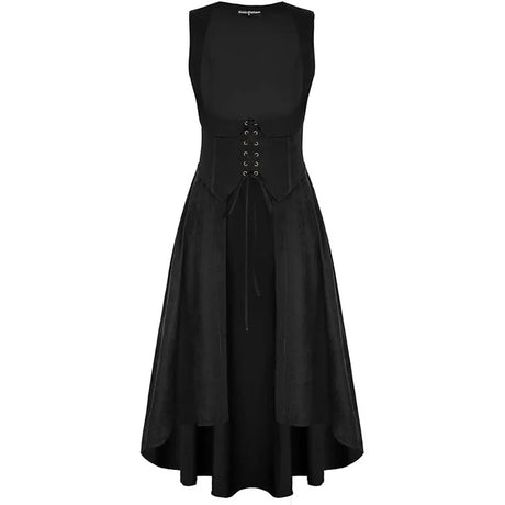 Medieval Renaissance Lace-Up Vest Dress Irregular Hem Overlayer Dress Cosplay Costume