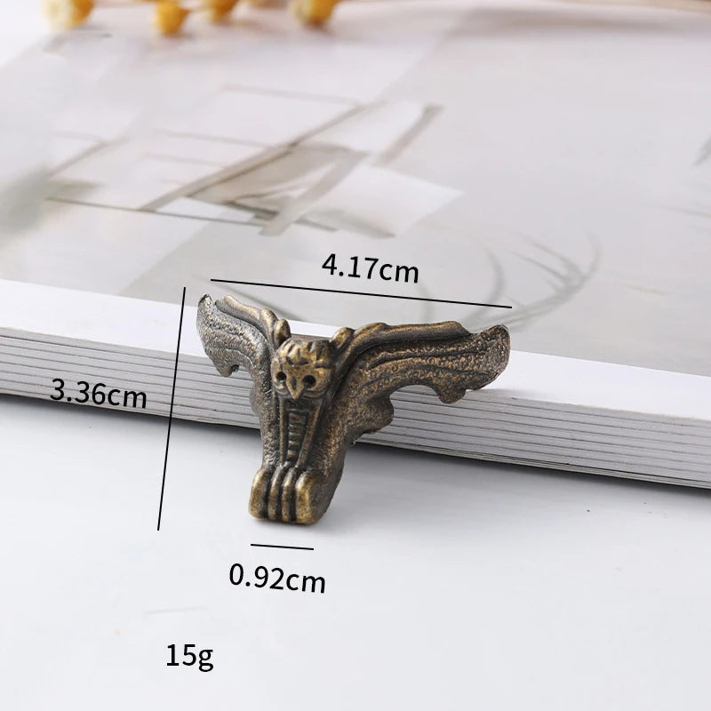 4Pcs Antique Wood Box Feet Leg Corner Protector Jewelry Gift Box Decorative Feet Metal Corner Bracket For Furniture Hardware