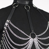 Rib Cage Harness Chest Body Harness Gothic Punk Faux Leather & Chains