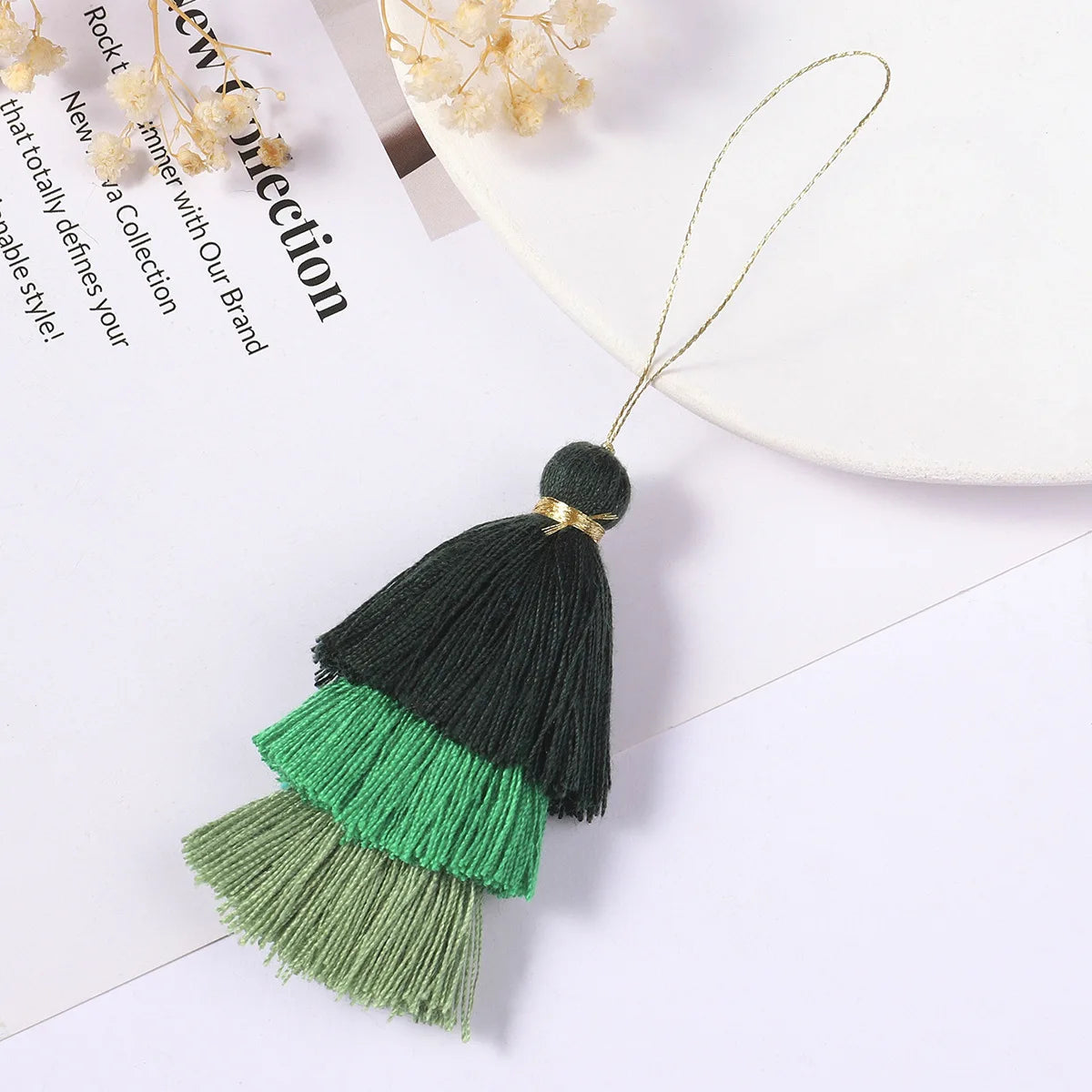 1/2pcs Cotton Tassels for Crafts Tri-Layered Tassels with Hanging Loop for Crafts Jewelry Making Bookmark Clothing  Accessories