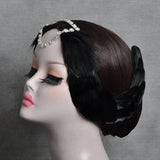 Ballet Swan Lake Headwear White Black Feather Headband With Crystal Rhinestones Ballerina Headdress