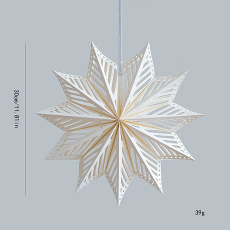 Paper 3D Christmas Tree Lampshade Hanging Snowflake Shape Star Decorative Lampshade Ceiling Pendant 30cm