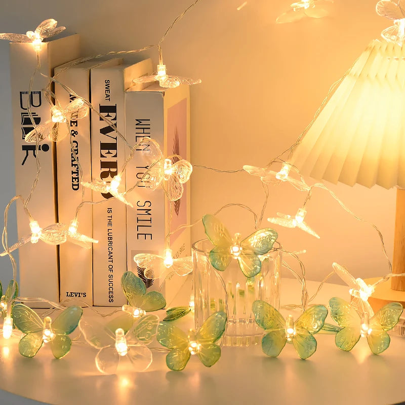 1.5M 10LED Butterfly Lights String Battery Outdoor Fairy Night Lamp Garland Party Decoration