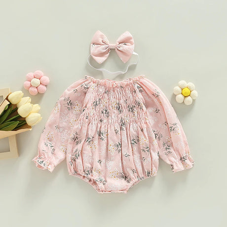 Valentines Day Easter St Patricks Christmas Baby Girls Heart Print Romper with Headband