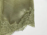 Y2k Asymmetrical Spliced Lace Satin Slip Long Camisole Top Layering Dress Side Slit Hem