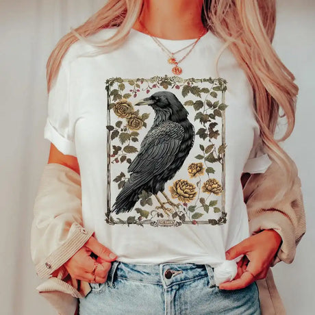Raven T-Shirts Goblincore Gothic Witchy Dark Academia Tee