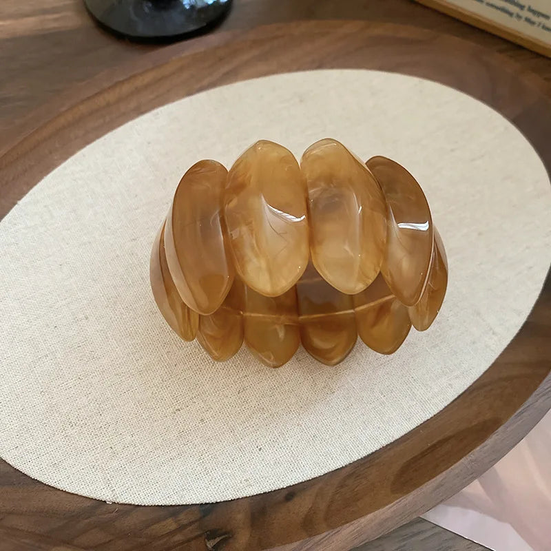 Smudged Oval Acrylic Elastic Bangles Bracelets