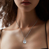 Tree of Life Goddess Moonstone Crystal Stone Pendant Necklace