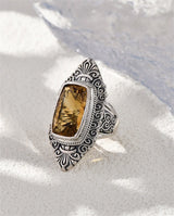 The Gypsy's Lantern S925 Sterling Silver Rings Natural Amethyst Yellow Crystal