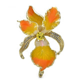Enamel Orchid Flower Brooches