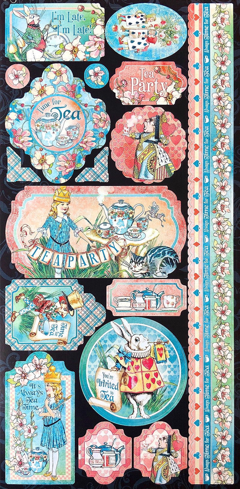 Vintage Alice In Wonderland Theme Scrapbooking Stickers