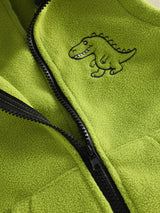 Dinosaur Fleece Vest Toddler Boy Hooded Cute Embroidery Full-Zip Sleeveless Jacket Coats Outerwear