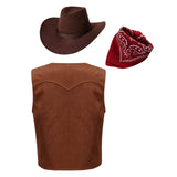 Kids Brown Suede Leather Fringed Vest  Western Cowboy Cowgirl Costumes