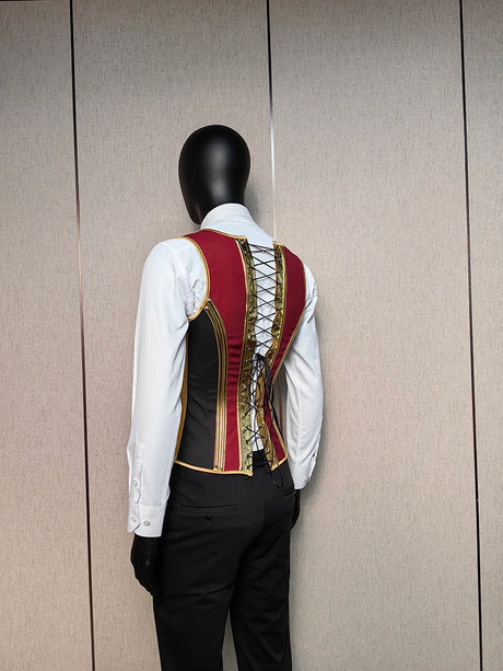 Vintage Circus Men's Boned Waistcoat Corset Vest Lace Up Burlesque Performance Stage Costume