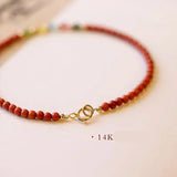 Natural South Red Agate and Tourmaline Bracelet