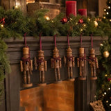 Set of 6 Wooden Nutcracker Christmas Tree Hanging Ornaments