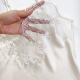90s Lace Slip Dresses Vintage Silky Deep V-neck Dainty Punk Rock Grunge