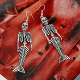 Mermaid Skeleton Halloween Jewellery Necklace, Earrings, Keychain
