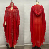 Sparkly Thin Hooded Cloak Cape Dress Stage Performer Cover Up