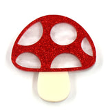 Glittery Mushroom Acrylic Brooch