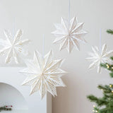 Paper 3D Christmas Tree Lampshade Hanging Snowflake Shape Star Decorative Lampshade Ceiling Pendant 30cm