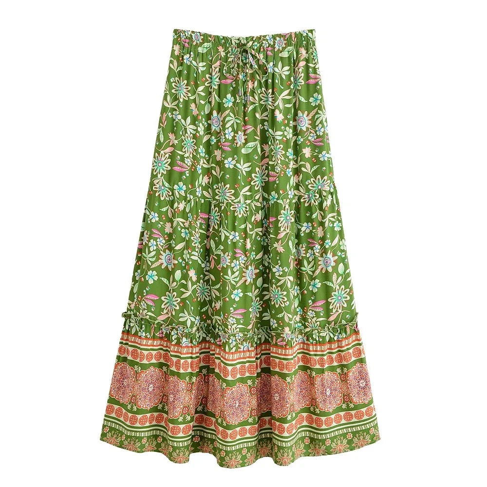 Franny's Wild Floral Print Boho Skirt with Pockets