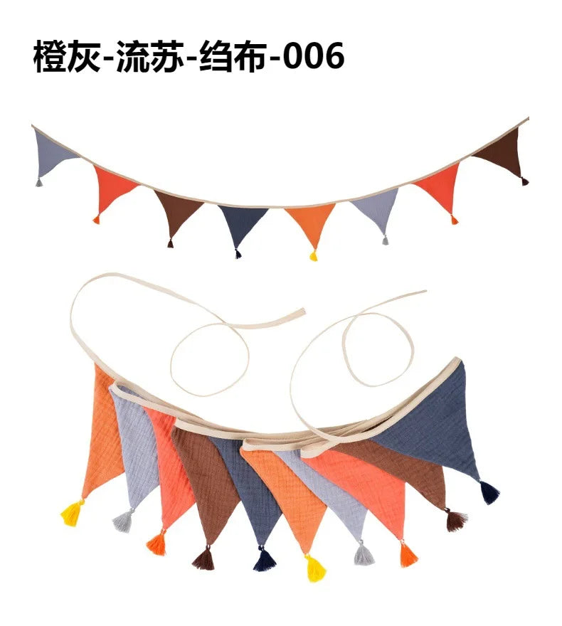 Children's Bunting 10 Triangle Flags with Tassles Party Decor Carnival Banner Garland 2.6M/8.5FT
