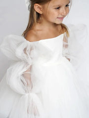 Fashions on The Field Girl Tutu Dress Puff Sleeve Infant Toddler Wedding Party Birthday Dress