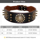 Genuine Leather Dog Collar 2inch Wide Rivets and Spikes Medieval Cosplay