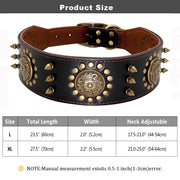 Genuine Leather Dog Collar 2inch Wide Rivets and Spikes Medieval Cosplay