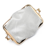 Genuine Leather Double Clamp Coin Purse Small Wallet Bag Pouch