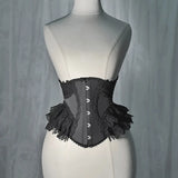 Lolita Lace Up Boned Waist Trainer Stage Costume Victorian Lace Ruffles