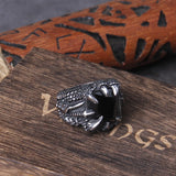 Dragon's Treasure Ring Stainless Steel with Wooden Box