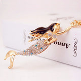 Mermaid Key Ring Enamel Crystal Purse Bag Buckle Pendant For Car Keyrings
