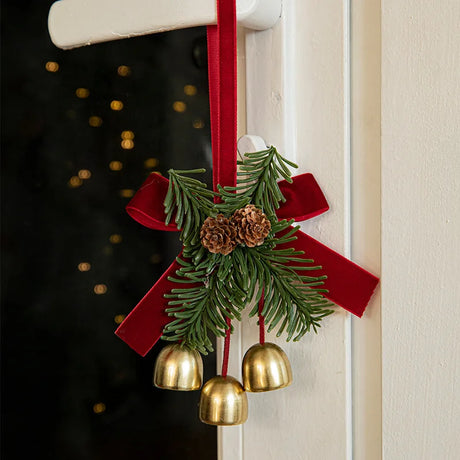 Velvet Bows, Jingle Bells & Pinecones Ornaments Christmas Hanging Decor