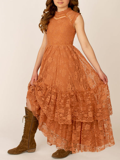 Girls Maxi Lace Chiffon Photoshoot Dresses For 3-15 Years