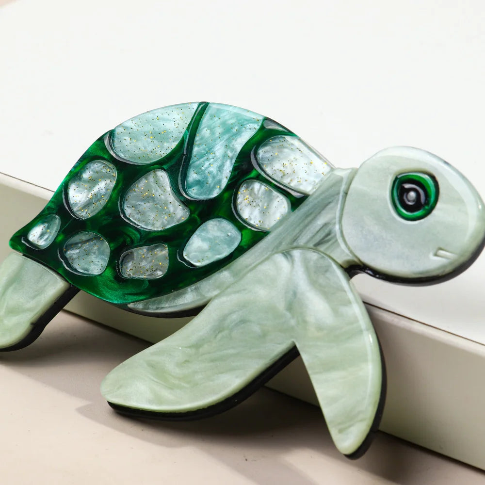 Green Sea Turtle Acrylic Brooch
