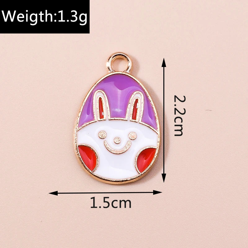 Ten Easter Eggs Charms for DIY Jewellery Making Craft