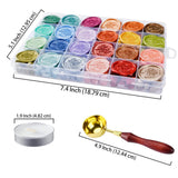 624pcs Metallic Assorted Colour Wax Seal Beads Kit 1 wooden spoon 10pcs Candles set - 24 Colours Sealing Wax Beads