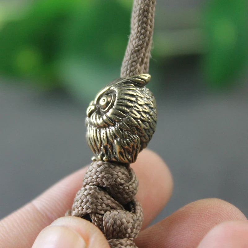Cute Owl Brass Paracord Beads Lanyard Dreadlock Beard Bead