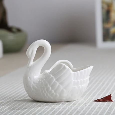 Swan Ceramic Flower Pots Home Decoration Storage Ornaments