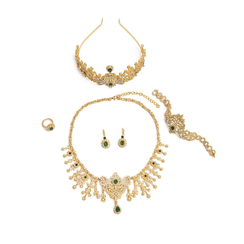 Queen Lizzie's Jewellery Set Bridal Necklace Earrings Bracelet Ring Crown