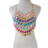 Gem Patchwork Festival Halter Tops Party Crop Top