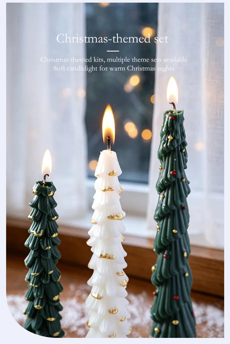 Christmas Tree Taper Candle Pine Tree Candlestick Xmas Dinner Table Decor