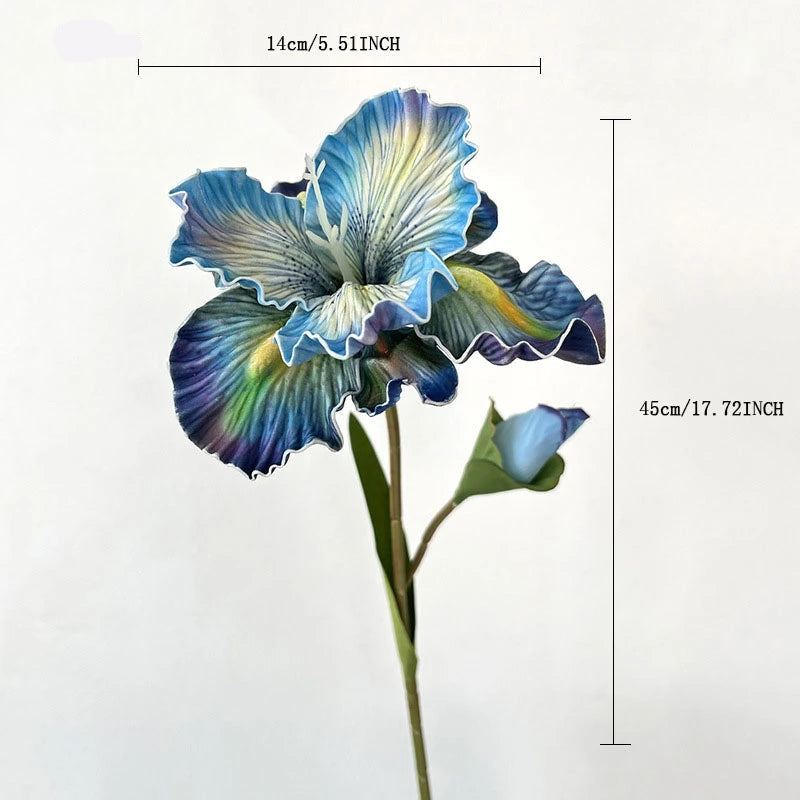 Irises Oil Painting Stylised 45cm Artificial Flower EVA Velvet Feel